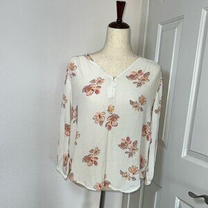 Liz Claiborne Multicolored 3/4 Sleeve Blouse with Mandarin Collar‎